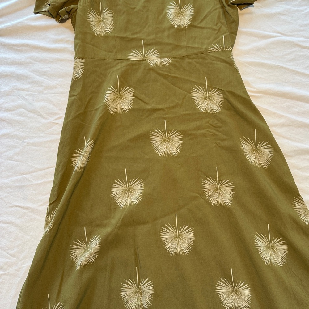 BOHME PRUDENCE Midi DressOlive Green Patterned Women's Dress